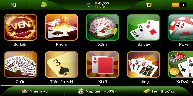 Sự đa dạng trong danh mục trò chơi tại Ku game